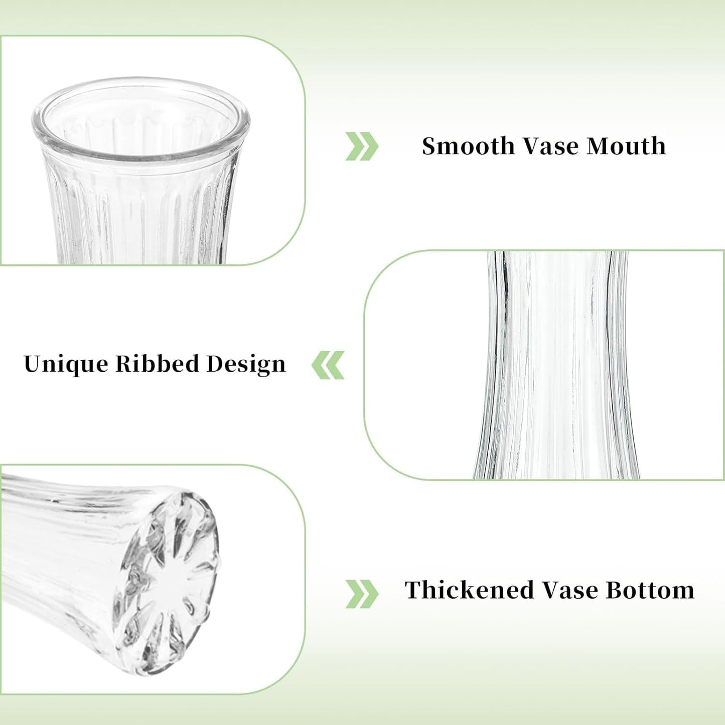 Glass Vase for Home Decor: Clear Flower Vases for Living Room Kitchen Bathroom Wedding Table Centerpieces - 7.5" Tall Modern Vintage Decorations for Bouquet Pampas Grass Lego Flowers