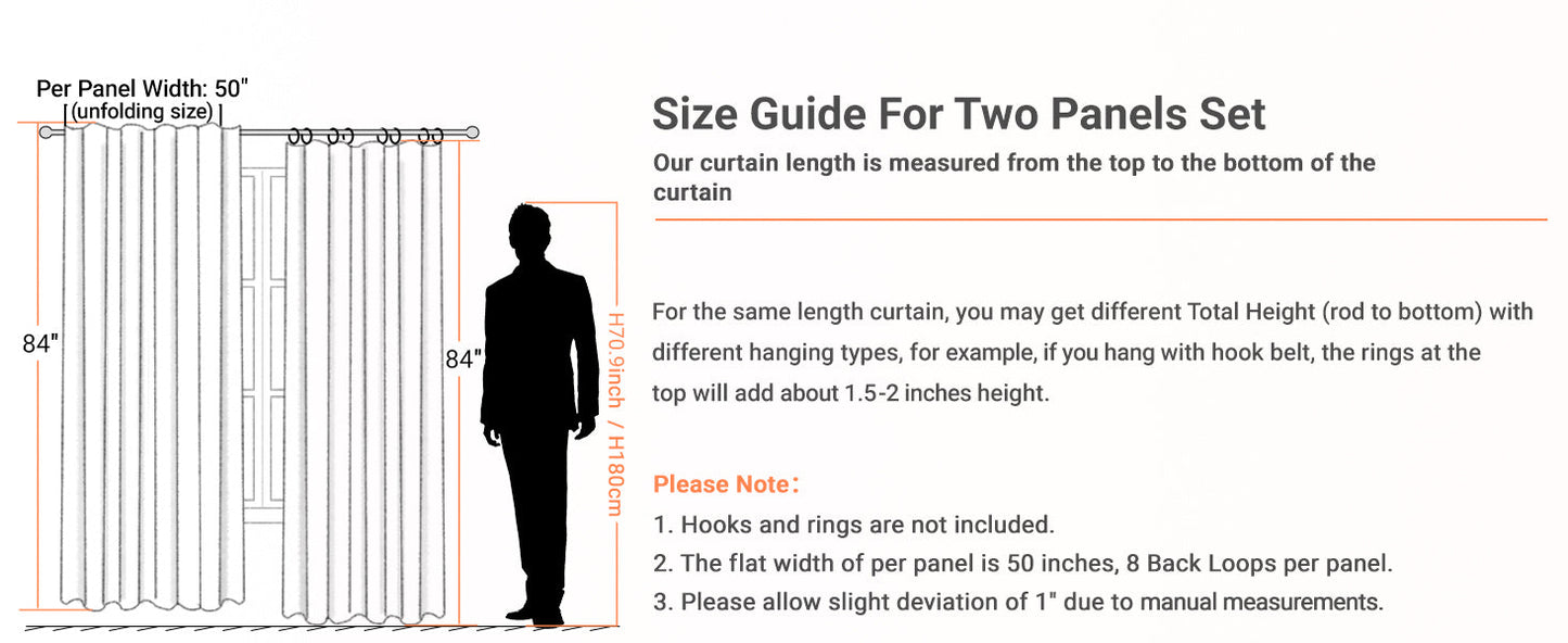 100% Blackout Shield Blackout Curtains for Bedroom 84 Inches Long, Back Tab/Rod Pocket Living Room Drapes, Thermal Insulated Blackout Curtains 2 Panels Set, 50" W x 84" L, Cream