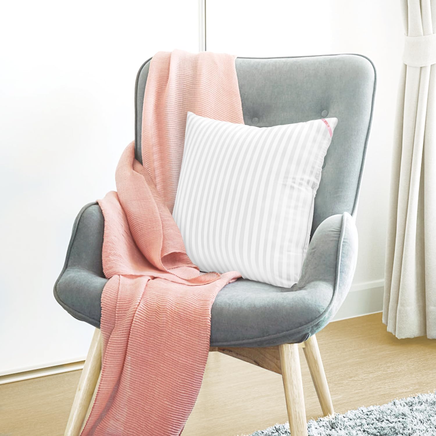 EIUE Throw Pillow Inserts, Machine Washable Pillows,Premium Polyester Fiber Fill for Sofa Bed & Decorative Cushions (White, 18x18inch)